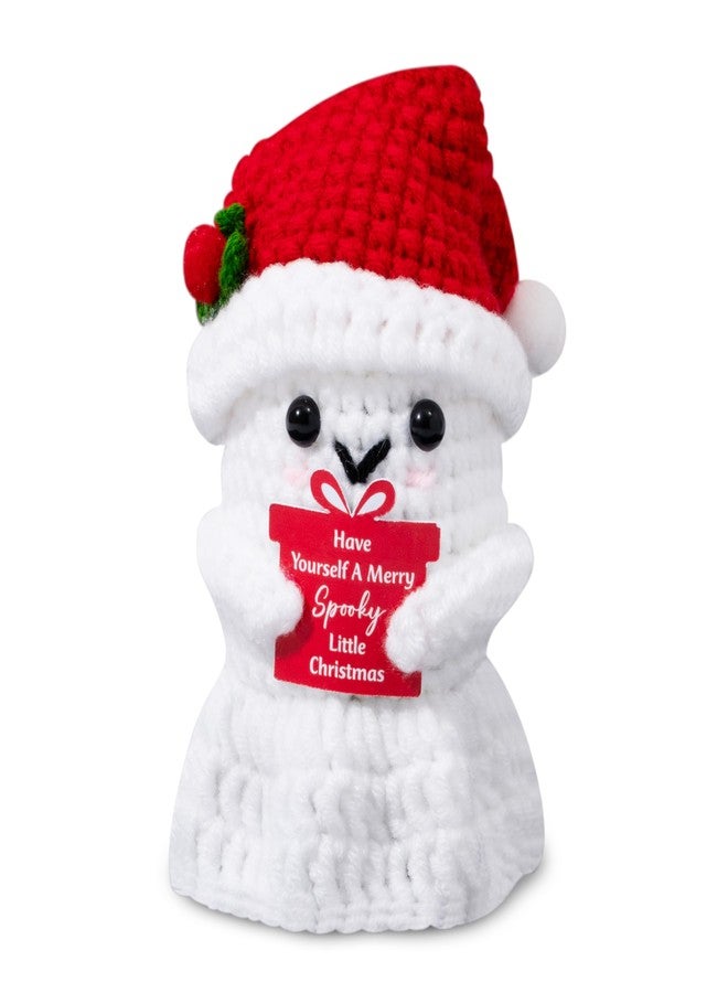 DJianrang Christmas Ghost Positive Crochet - Funny Ghosts Handmade Crochet Dolls with Encouragement Card, Mini Emotional Support Knitted Ornament Craft Gifts for Party Favor Desktop Room Office Decor - Image 1